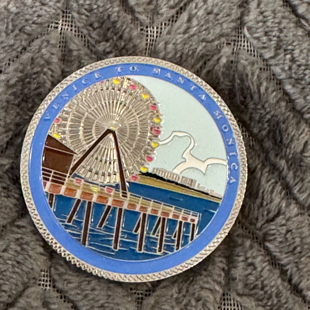 Santa Monica Pier Ferris Wheel Enamel Coin- Blue-Yesfit